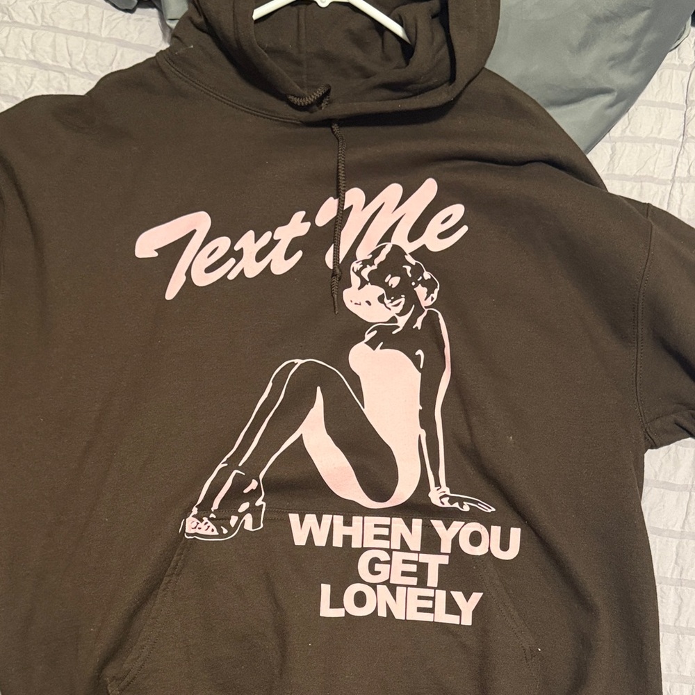 Lonely Ghost Dark Brown Hoodie with White Text